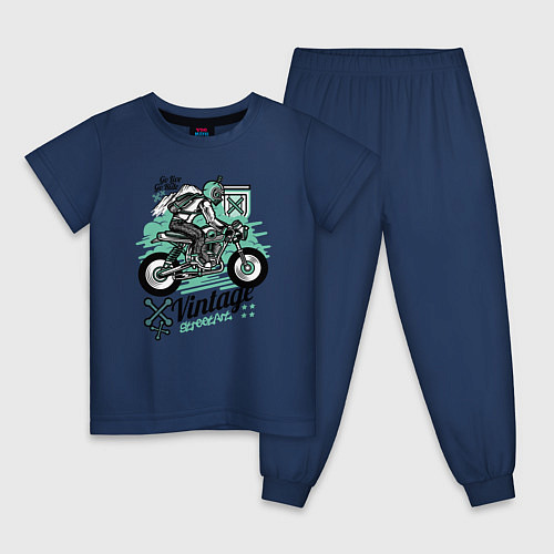 Детская пижама Vintage Moto / Тёмно-синий – фото 1