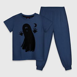 Пижама хлопковая детская Приведение, цвет: тёмно-синий