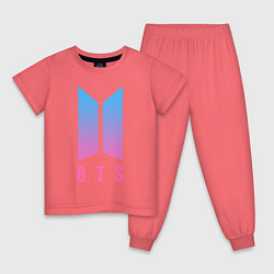 Пижама хлопковая детская BTS: Neon V, цвет: коралловый