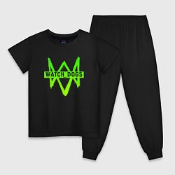 Пижама хлопковая детская Watch Dogs: Green Logo, цвет: черный