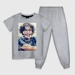 Пижама хлопковая детская Keep Calm & Love Harry Styles, цвет: меланж