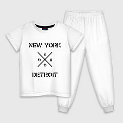 Пижама хлопковая детская NY Detroit, цвет: белый
