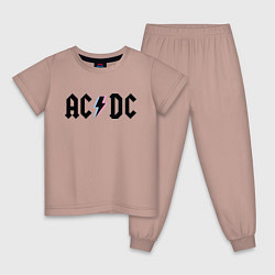 Пижама хлопковая детская AC/DC, цвет: пыльно-розовый