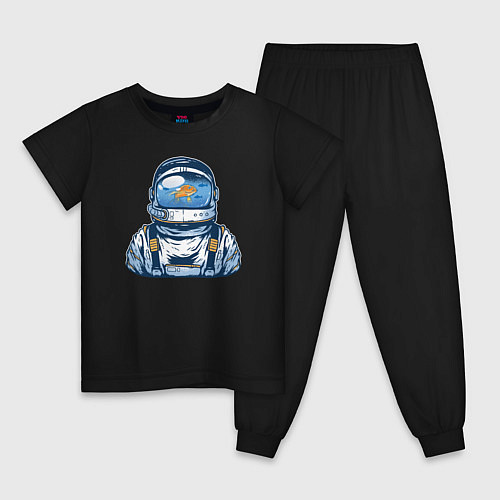 Детская пижама Космонавт-аквариум / Черный – фото 1