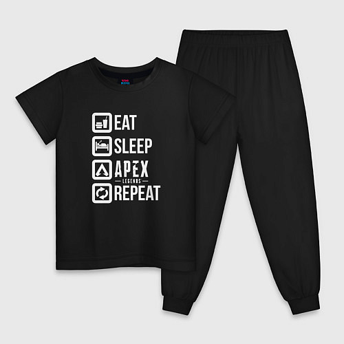 Детская пижама Eat, Sleep, Apex, Repeat / Черный – фото 1