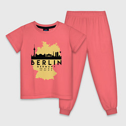 Пижама хлопковая детская Берлин - Германия, цвет: коралловый