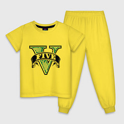 Пижама хлопковая детская GTA V: Logo, цвет: желтый
