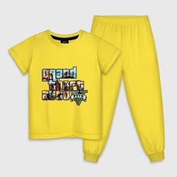 Пижама хлопковая детская GTA 5 Stories, цвет: желтый