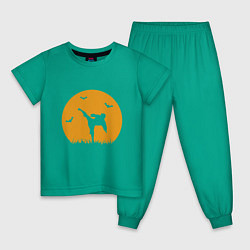 Пижама хлопковая детская Карате, цвет: зеленый