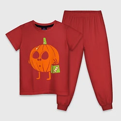 Пижама хлопковая детская Тыква с пакетом, цвет: красный
