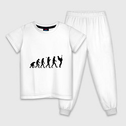 Пижама хлопковая детская Эволюция рока, цвет: белый