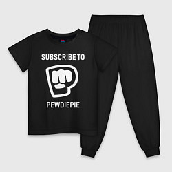 Пижама хлопковая детская Subscribe to PewDiePie, цвет: черный