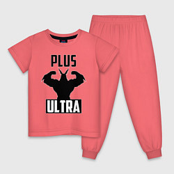 Пижама хлопковая детская PLUS ULTRA черный, цвет: коралловый