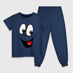 Пижама хлопковая детская Заразительная улыбка, цвет: тёмно-синий