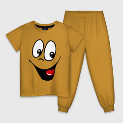 Пижама хлопковая детская Заразительная улыбка цвета горчичный — фото 1