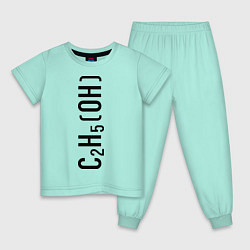 Пижама хлопковая детская C2H5OH цвета мятный — фото 1
