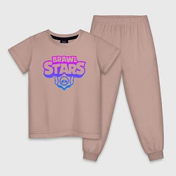 Пижама хлопковая детская BRAWL STARS, цвет: пыльно-розовый