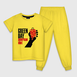 Пижама хлопковая детская Green Day: American idiot цвета желтый — фото 1