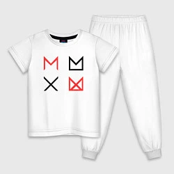 Пижама хлопковая детская MONSTA X, цвет: белый