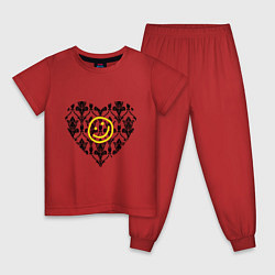 Пижама хлопковая детская Шерлок Сердце и Смайлик, цвет: красный