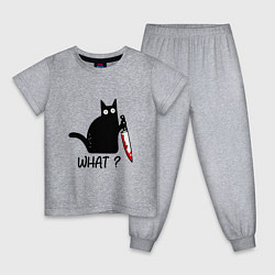 Пижама хлопковая детская What cat, цвет: меланж