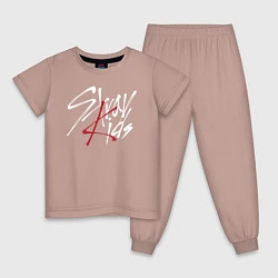 Пижама хлопковая детская Stray Kids, цвет: пыльно-розовый