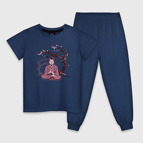 Детская пижама Будда Сакура / Тёмно-синий – фото 1