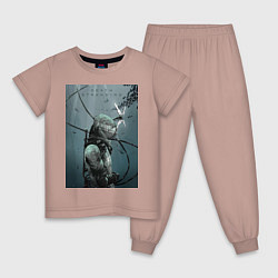 Пижама хлопковая детская Death Stranding, цвет: пыльно-розовый