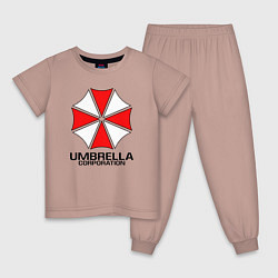 Пижама хлопковая детская UMBRELLA CORP, цвет: пыльно-розовый