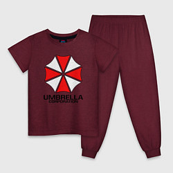 Пижама хлопковая детская UMBRELLA CORP, цвет: меланж-бордовый