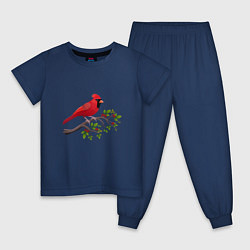 Пижама хлопковая детская Красный кардинал, цвет: тёмно-синий