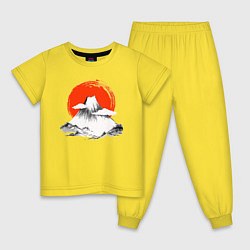 Пижама хлопковая детская Гора Фудзияма, цвет: желтый