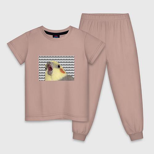 Детская пижама Орущий попугай / Пыльно-розовый – фото 1