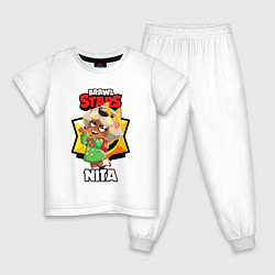 Пижама хлопковая детская BRAWL STARS NITA, цвет: белый