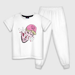 Пижама хлопковая детская LiL PEEP, цвет: белый