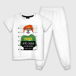 Пижама хлопковая детская Super Bad Corgi, цвет: белый