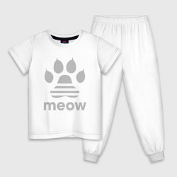 Пижама хлопковая детская Meow, цвет: белый