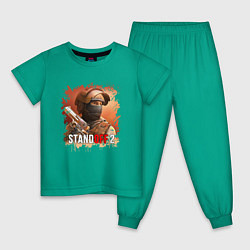 Пижама хлопковая детская STANDOFF 2, цвет: зеленый