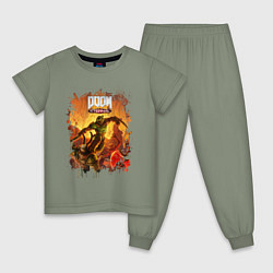 Пижама хлопковая детская DOOM, цвет: авокадо