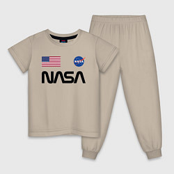 Пижама хлопковая детская NASA НАСА, цвет: миндальный