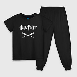 Пижама хлопковая детская Гарри Поттер, цвет: черный