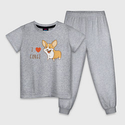 Пижама хлопковая детская I LOVE CORGI, цвет: меланж