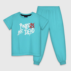 Пижама хлопковая детская Punks not dead, цвет: бирюзовый
