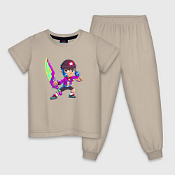 Пижама хлопковая детская BRAWL STARS BIBI, цвет: миндальный