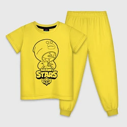 Пижама хлопковая детская Brawl Stars LEON раскраска, цвет: желтый