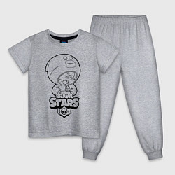 Пижама хлопковая детская Brawl Stars LEON раскраска, цвет: меланж