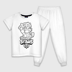 Пижама хлопковая детская Brawl Stars SANDY раскраска, цвет: белый