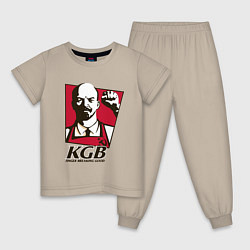 Пижама хлопковая детская КГБ, цвет: миндальный