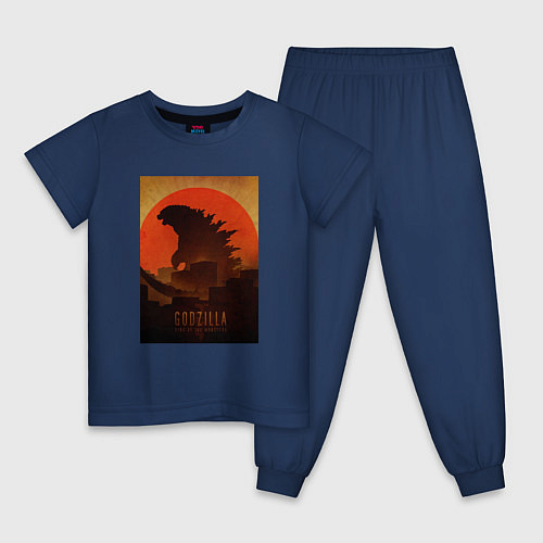Детская пижама Godzilla and red sun / Тёмно-синий – фото 1