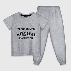 Пижама хлопковая детская Эволюция программиста, цвет: меланж